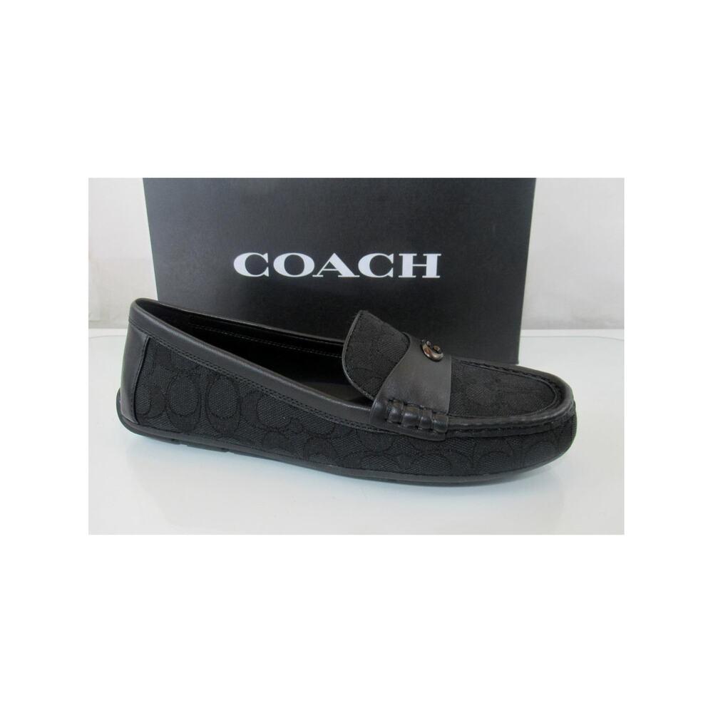 Coach Size 7.5 Sculpted C Signature Jacquard Driver Moccasin Shoes Black